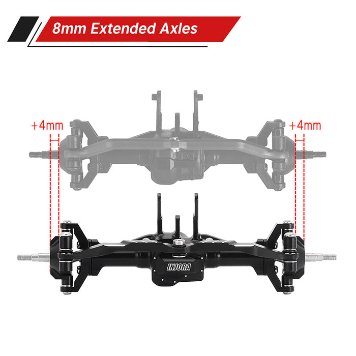 INJORA +4mm Extended Aluminum Front Rear Complete Axles For 1/18 TRX4M (4M-61FR)