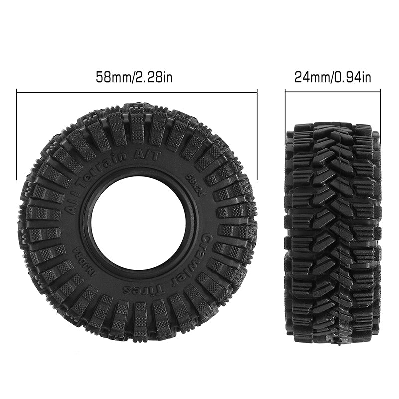 YQT-1017 INJORA King Trekker 1.0" 58*24mm S5 All Terrain Tires for 1/18 1/24 RC Crawlers (4) (T1017)