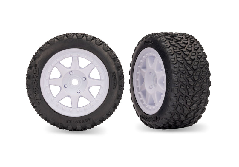 10872WHT Traxxas White Front Mini Rally Wheels with Hard Tires (2)