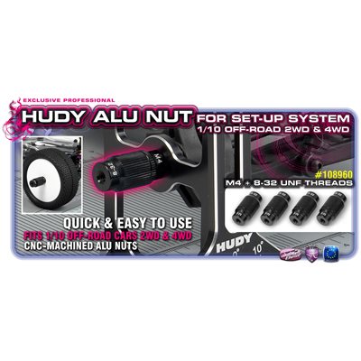 108960 Hudy Aluminum Nut For 1 / 10 OFF-ROAD SET-UP SYSTEM (4)