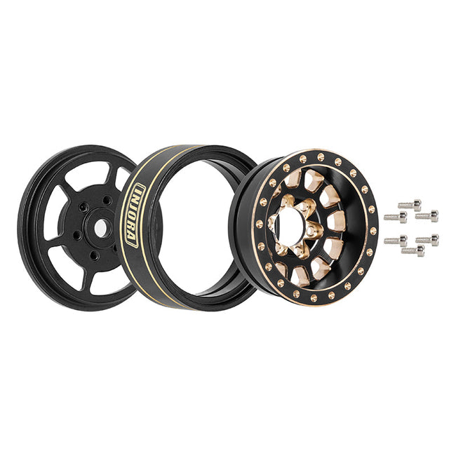 YQW-1101BGD INJORA 1.0 Plus 12-Spoke Brass Beadlock Wheels 42g/pcs offset -3.75mm for 1/18 1/24 RC Crawler (4) (W1101)