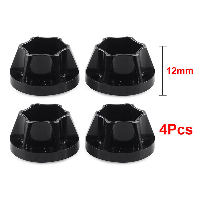 INJORA 12mm Black/Silver Aluminum Wheel Hex Hubs For 1.9" 2.2" Rims CRAW18060_12BK