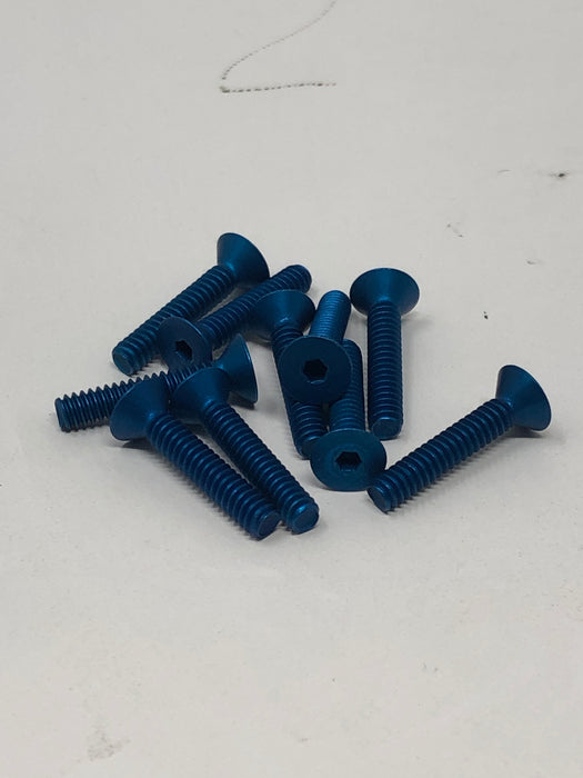 4-40 Aluminum Flat Head Screws 10pcs Blue