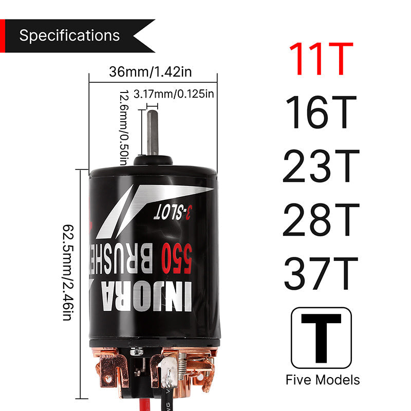 INM09 INJORA 550 3-SLOT Waterproof Brushed Motor 11T For 1/10 RC Crawlers (INM09)