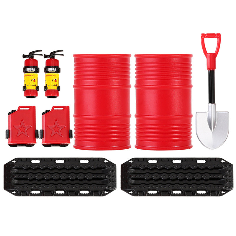 SCX24-88H INJORA Mini Fuel Tank Fire Extinguisher Shovel Oil Drum Scale Accessories For 1/24 1/18 RC Crawlers