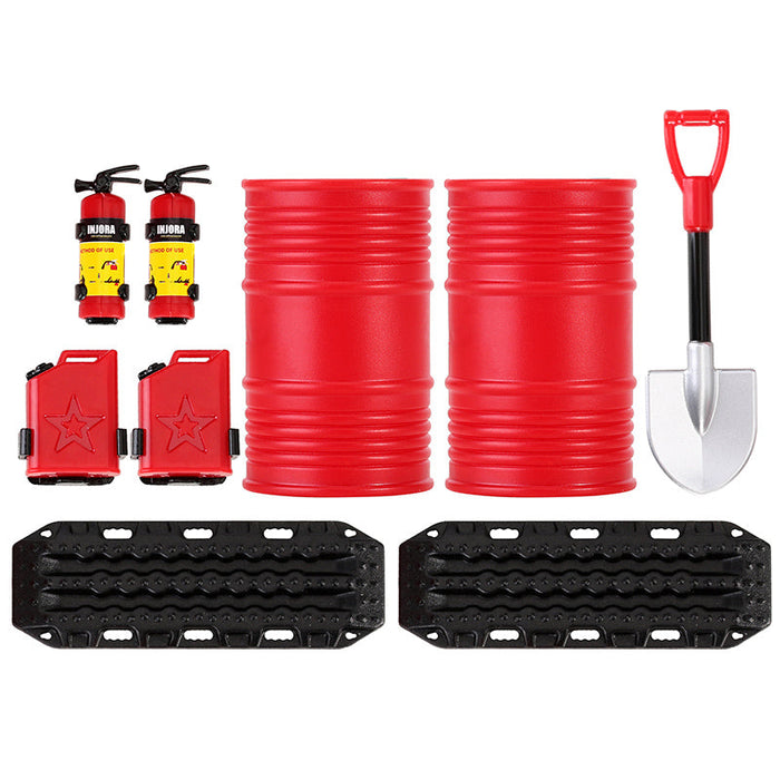 INJORA Mini Fuel Tank Fire Extinguisher Shovel Oil Drum Scale Accessories For 1/24 1/18 RC Crawlers