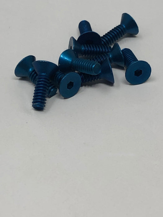 4-40 Aluminum Flat Head Screws 10pcs Blue