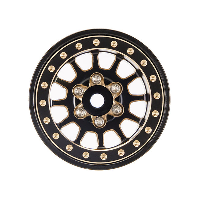YQW-1101BGD INJORA 1.0 Plus 12-Spoke Brass Beadlock Wheels 42g/pcs offset -3.75mm for 1/18 1/24 RC Crawler (4) (W1101)