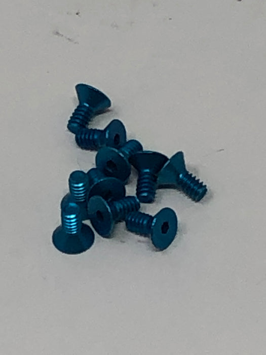 4-40 Aluminum Flat Head Screws 10pcs Blue