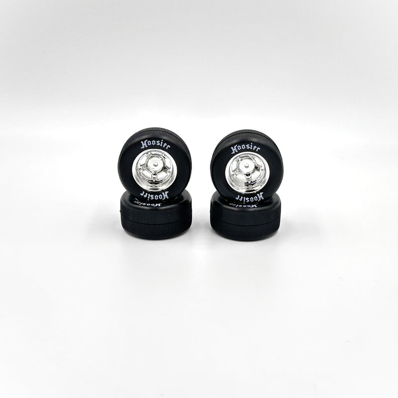 1RC5561 1RC FR/RR Tires & Chrome Wheels, 1/18 Asphalt LM (4)