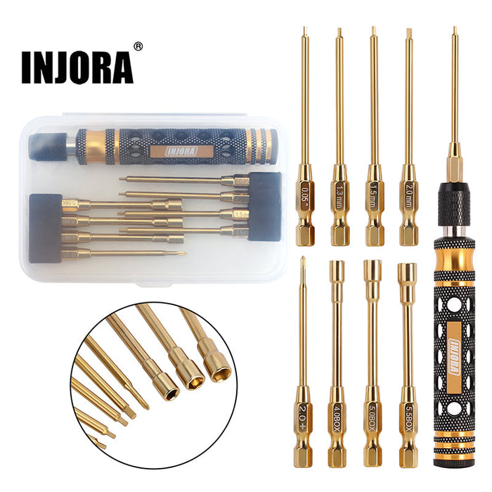 INJORA 8-In-1 Hex, Phillips Screwdriver, Nut Drivers Quick Change Tool Kit For 1/24 1/18 Mini RC