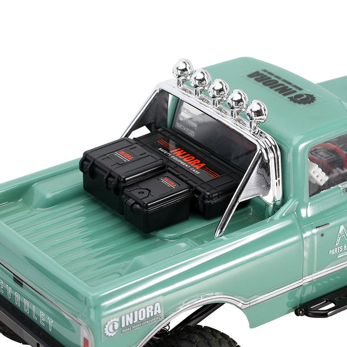 INJORA 3pcs Mini Storage Box Equipment Case Scale Accessory For 1/18 1/24 RC Crawler, Black