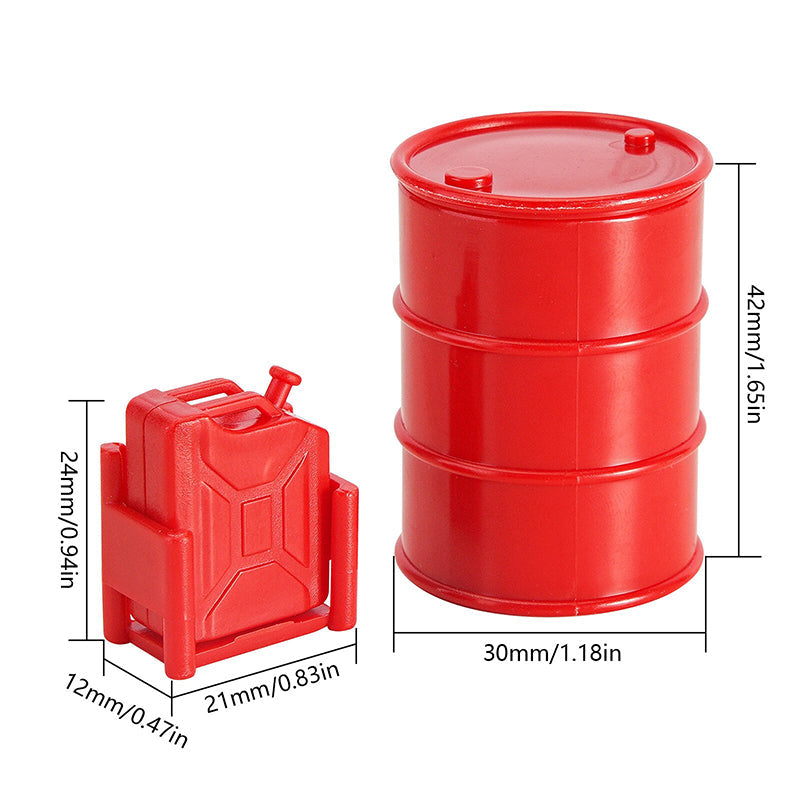 INJORA Mini Plastic Fuel Tank Oil Drum Simulation Decoration For 1/24 1/18 RC Crawlers, Red