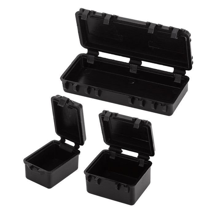 INJORA 3pcs Mini Storage Box Equipment Case Scale Accessory For 1/18 1/24 RC Crawler, Black