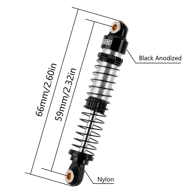 4M-42BS-2 INJORA 59mm Long Threaded Oil Filled Shocks For 1/18 TRX4M (Pair)