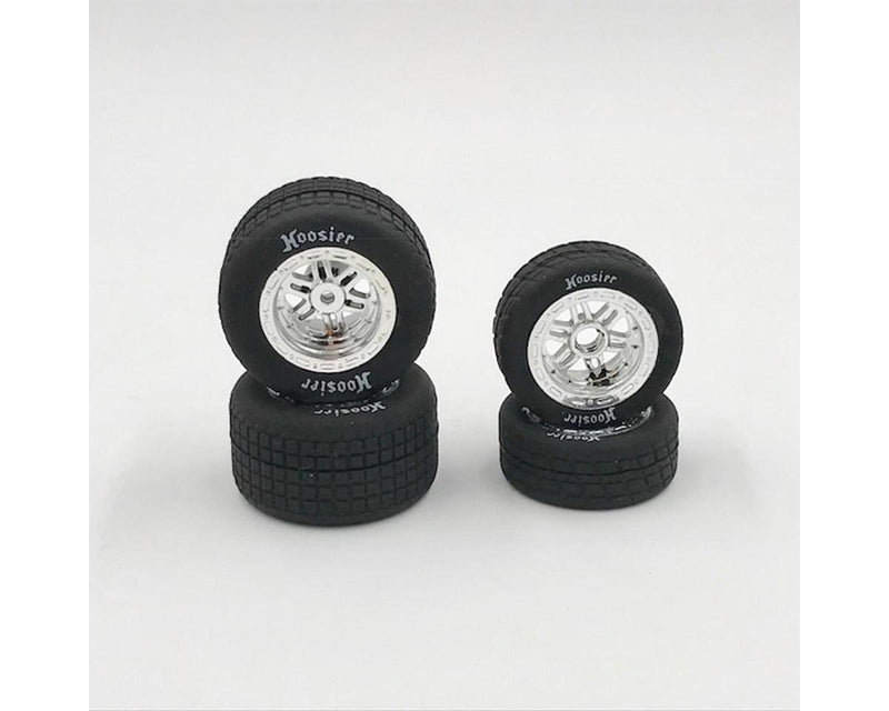 1RC5529 1RC Racing Fr/Rr Soft Tires/Chrome Wheels Hoosier