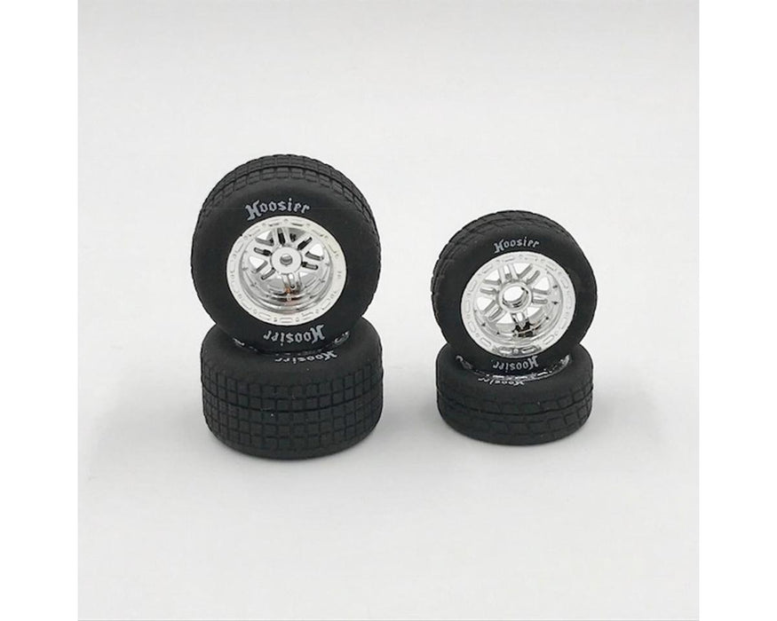 1RC Racing Fr/Rr Soft Tires/Chrome Wheels Hoosier 1RC5529