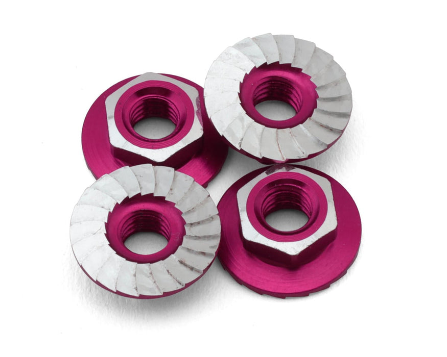 870401 1UP Racing 4mm "Lockdown" Serrated Aluminum Wheel Nuts (Hot Pink) (4)