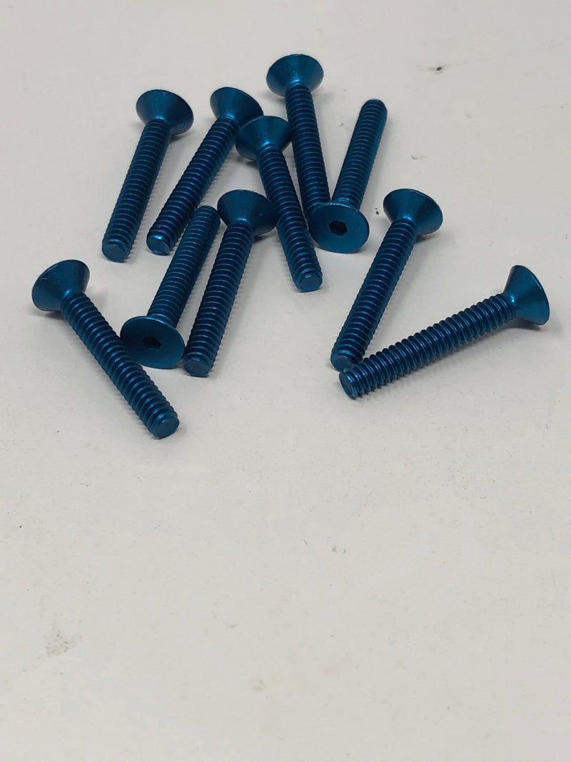 4-40 Aluminum Flat Head Screws 10pcs Blue