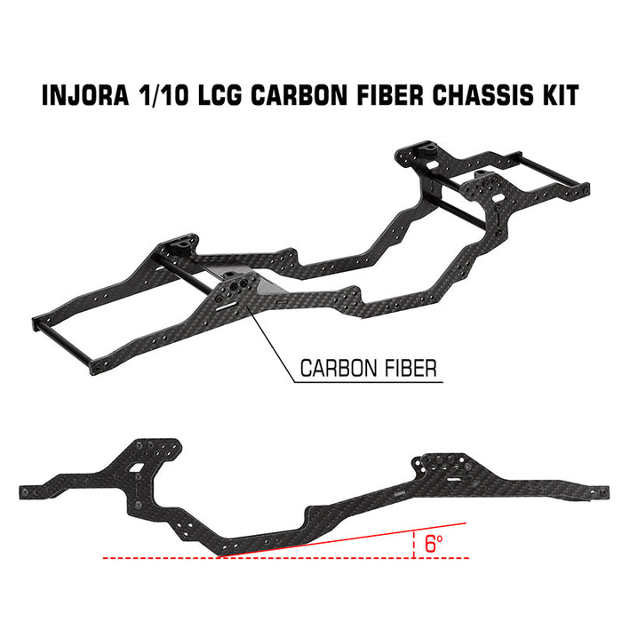 SCX10-2-06 INJORA LCG Carbon Fiber Chassis Kit Frame Girder for 1/10 Axial SCX10 & SCX10 II