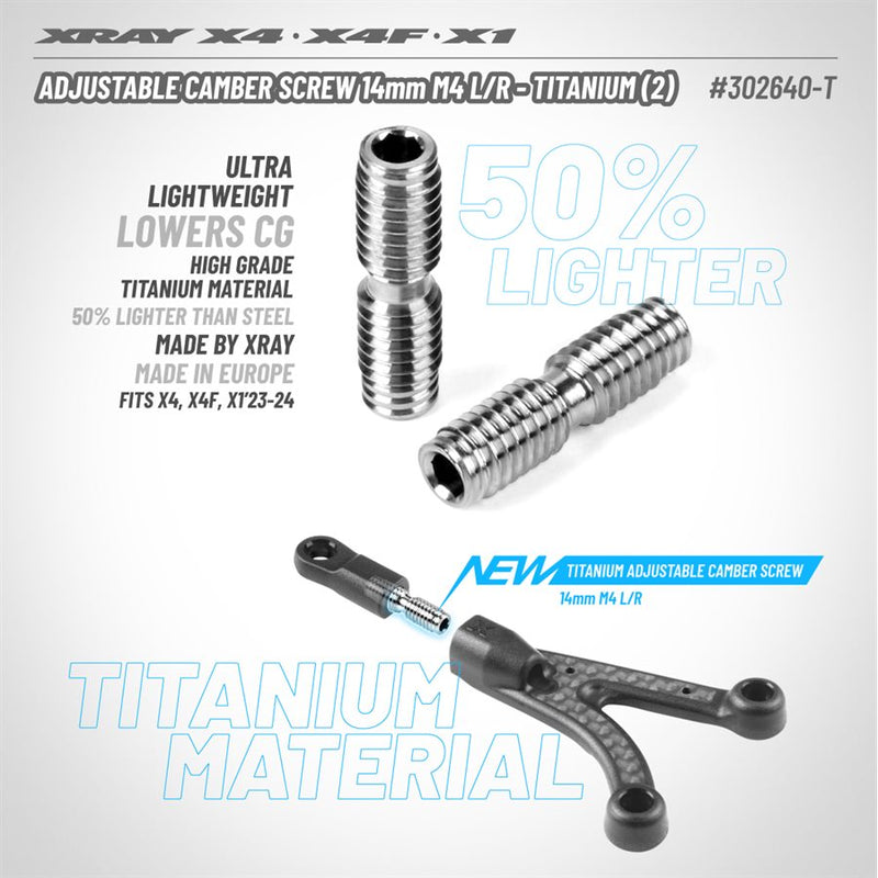 302640-T Xray X4 Adjust Camber Screw 14mm M4 Titanium