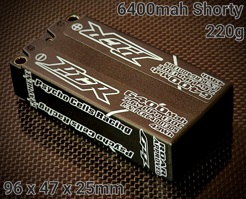 PCR6400130S PCR 6400mah 7.6v Shorty Lipo 130C 5mm Bullet Plugs 220g