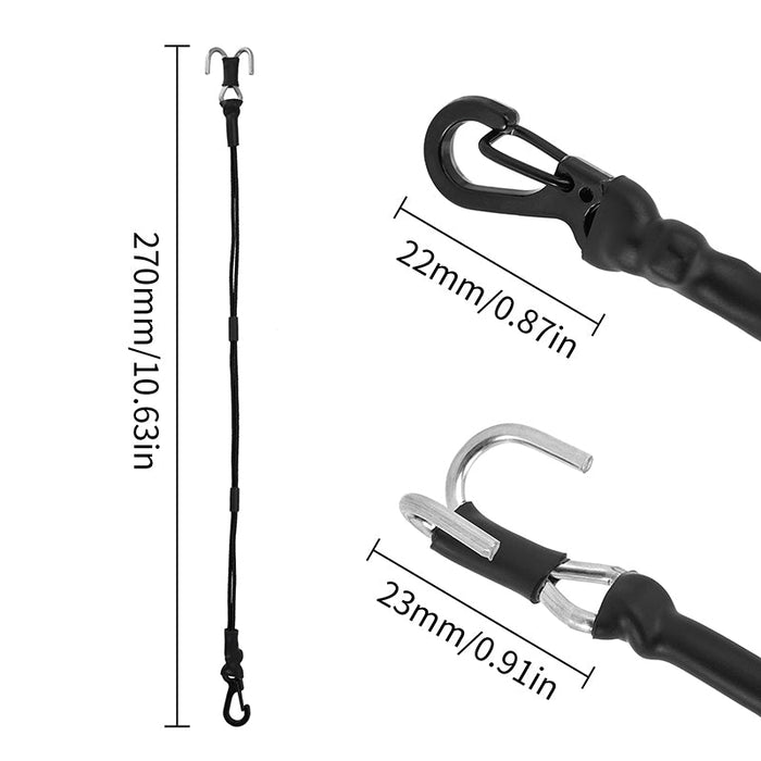 INJORA 270mm Elastic Strap Rescue Rope With Hooks For 1/18 1/24 RC Crawlers, Black