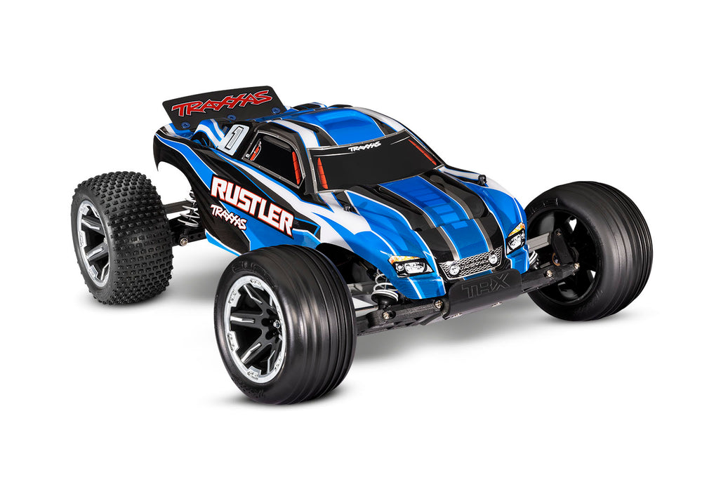 37054-8 Traxxas Rustler 1/10 SCALE 2WD STADIUM TRUCK w/ Battery & USB-C Charger