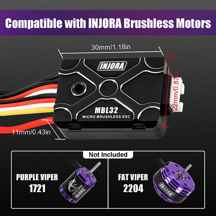 MBL32 INJORA Micro Brushless MBL32 ESC for 1/18 1/24 RC Crawler