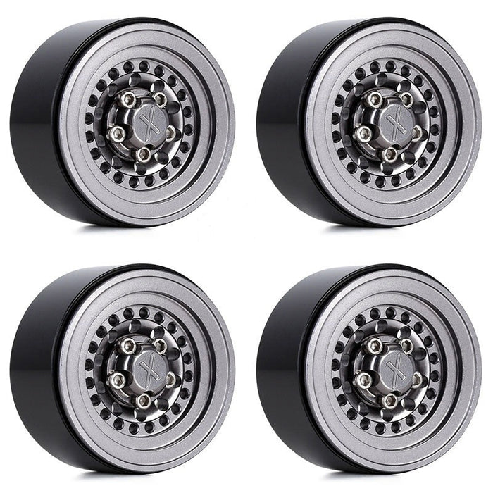 INJORA 1.0" CNC Aluminum Beadlock Wheel Rims For 1/24 RC Crawlers (4) (W1001), Grey