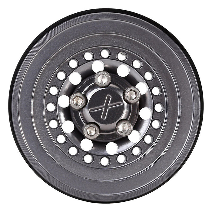 INJORA 1.0" CNC Aluminum Beadlock Wheel Rims For 1/24 RC Crawlers (4) (W1001), Grey