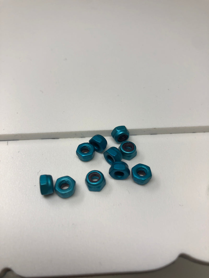 3mm Aluminum Hex Lock Nut 10pcs Blue