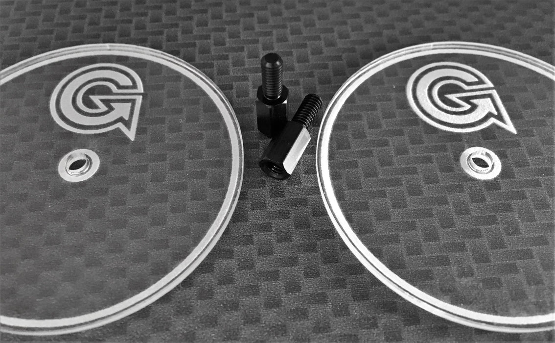 GRC333: Gravity RC Touring Car Wheel Well Tracing Kit (includes two axle extensions and two tracing discs)