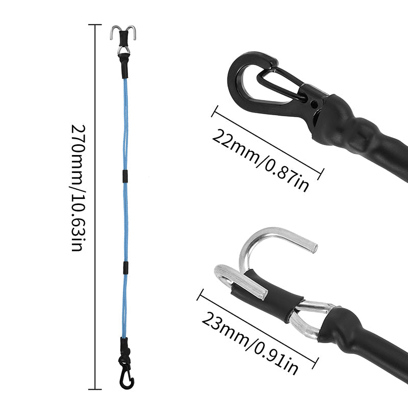 INA-95BL INJORA 270mm Elastic Strap Rescue Rope With Hooks For 1/18 1/24 RC Crawlers, Blue