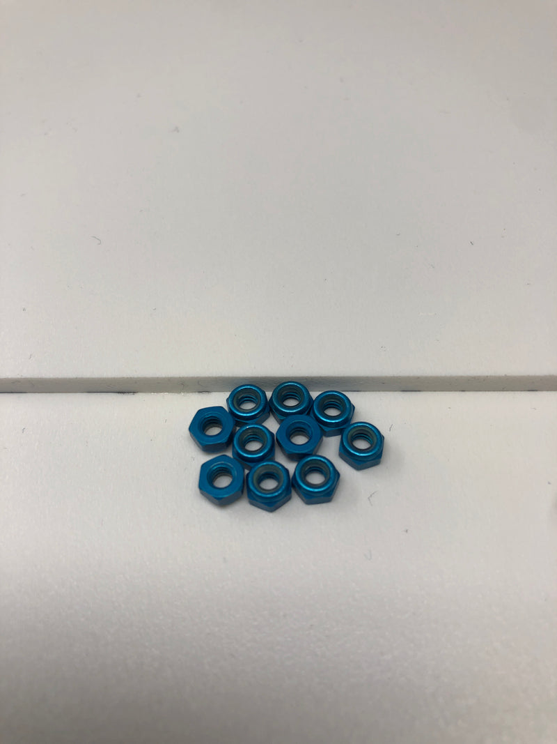 4-40 Aluminum Hex Lock Nut 10pcs Blue
