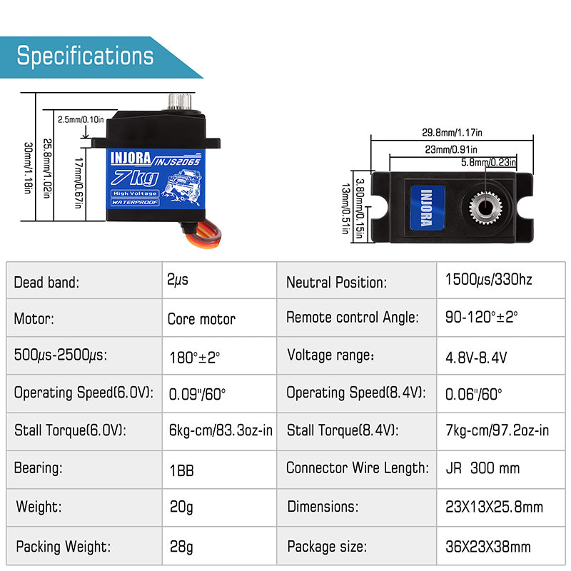 INJS2065 INJORA 7KG 2065 Digital Servo Waterproof High Voltage Sub Micro Shift Servo