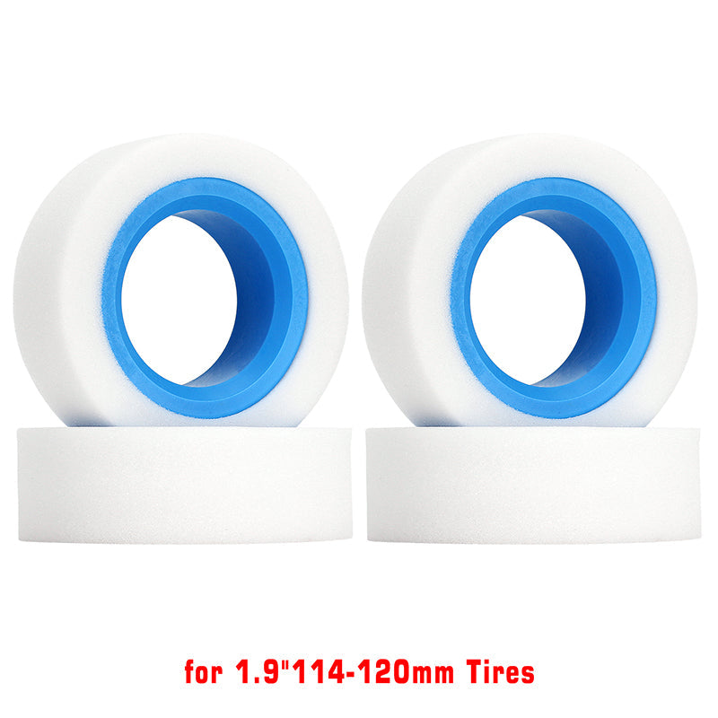 AX5020B-4 INJORA 1.9" Dual Stage Foam Inserts With Light Blue TPE Inner Ring For 114-120mm Tires