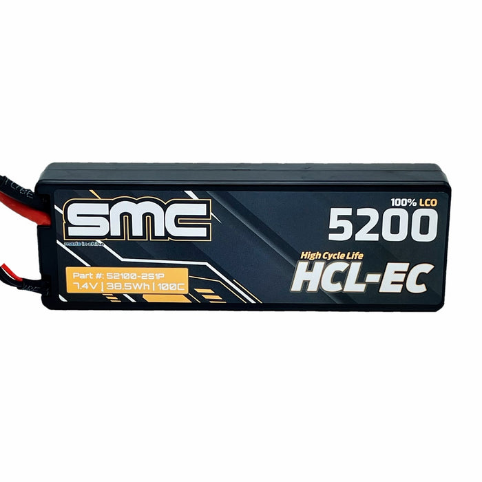 52100-2S1P SMC HCL-EC 7.4V-5200mAh 100C wired Hardcase 2S Lipo Pack