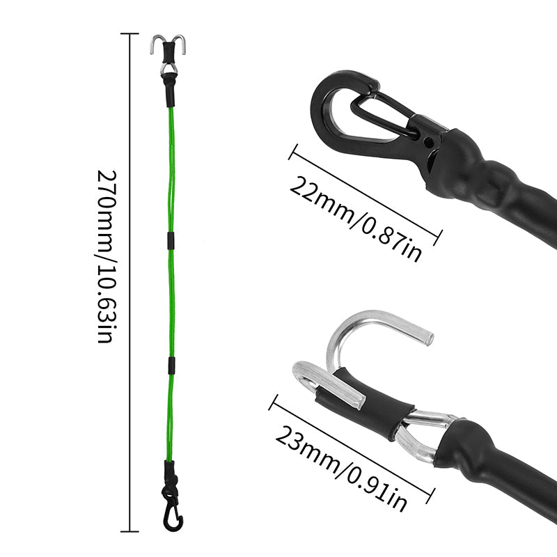 INJORA 270mm Elastic Strap Rescue Rope With Hooks For 1/18 1/24 RC Crawlers, Green