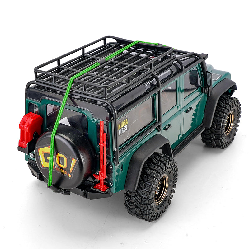 INJORA 270mm Elastic Strap Rescue Rope With Hooks For 1/18 1/24 RC Crawlers, Green