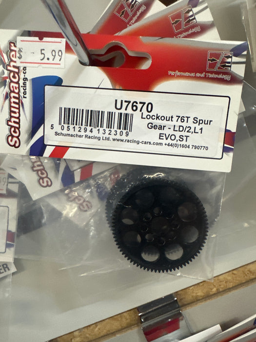 U7670 Schumacher Lockout 76T Spur Gear LD/2,L1 Evo,ST