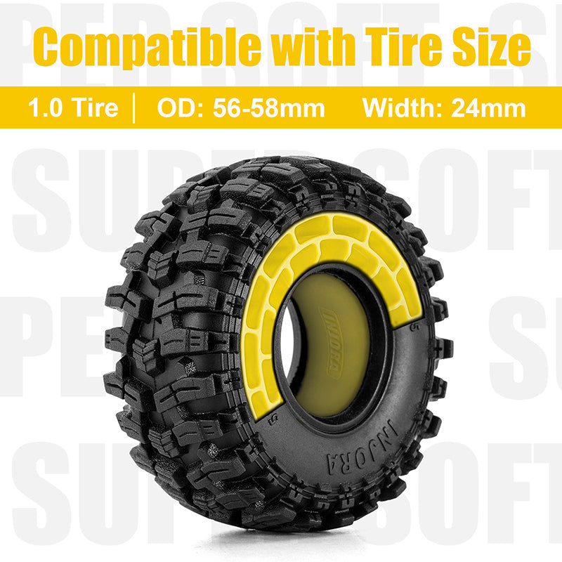 DGT-1056YE INJORA 4pcs Silicone Rubber Inserts For 56-58mm 1.0" Tires