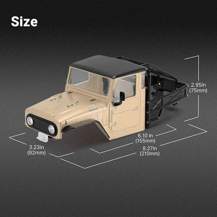 IR40-YE Injora IR40 Half Truck Hard Pre-Painted Body Set for Traxxas® TRX-4M® (Tan) (Defender®/Bronco®) w/Bed Rack & LED Lights