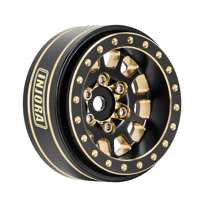 YQW-1101BGD INJORA 1.0 Plus 12-Spoke Brass Beadlock Wheels 42g/pcs offset -3.75mm for 1/18 1/24 RC Crawler (4) (W1101)