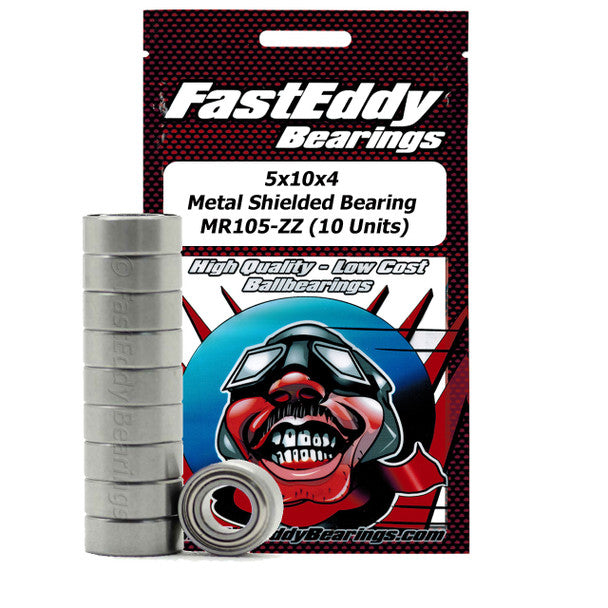 TFE237 FastEddy 5x10x4 Metal Shielded Bearing MR105-ZZ 10 Units