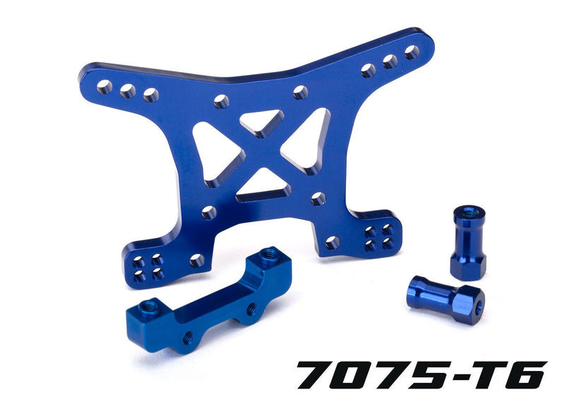 6839X - Traxxas Shock Tower, Front, 7075-T6 Aluminum (Blue-Anodized) (1)/ Body Mount Bracket (1)