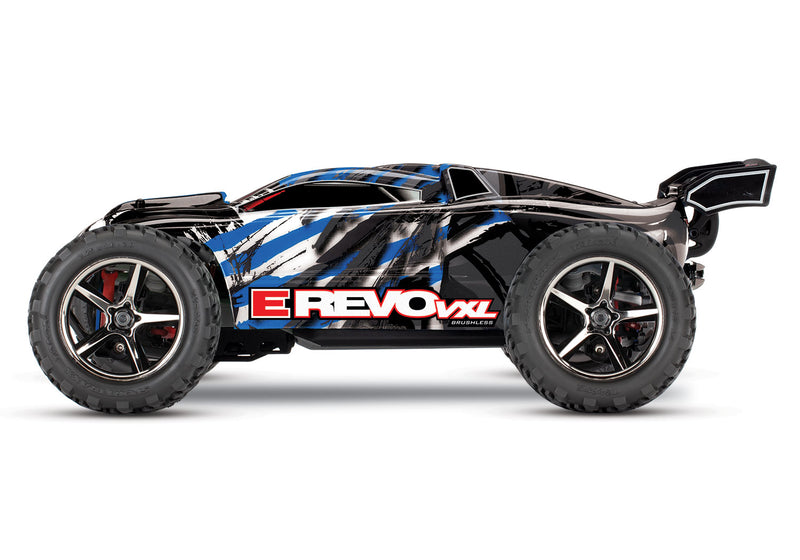 71076-8 Traxxas 1/16 Scale E-Revo VXL: 4X4 Brushless Monster Truck w/USB-C, Blue