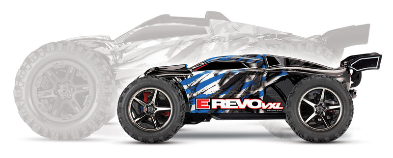 71076-8 Traxxas 1/16 Scale E-Revo VXL: 4X4 Brushless Monster Truck w/USB-C, Blue