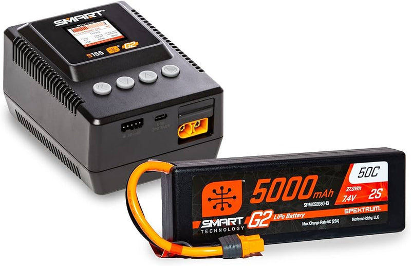 SPMXBCB1 Spektrum Smart Powerstage Surface Bundle: 5000mAh 2S LiPo Battery IC3 / S155 Charger