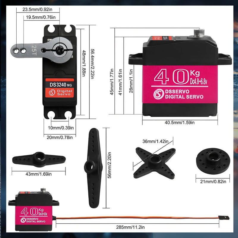 DS3240SG 40KG Steering Servo High Torque RC Steering Servo Motor Waterproof for 1/8, 1/10